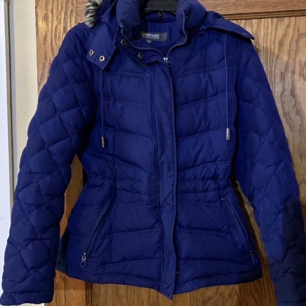 Kenneth Cole Reaction Royal Blue Quilted Puffer Coat